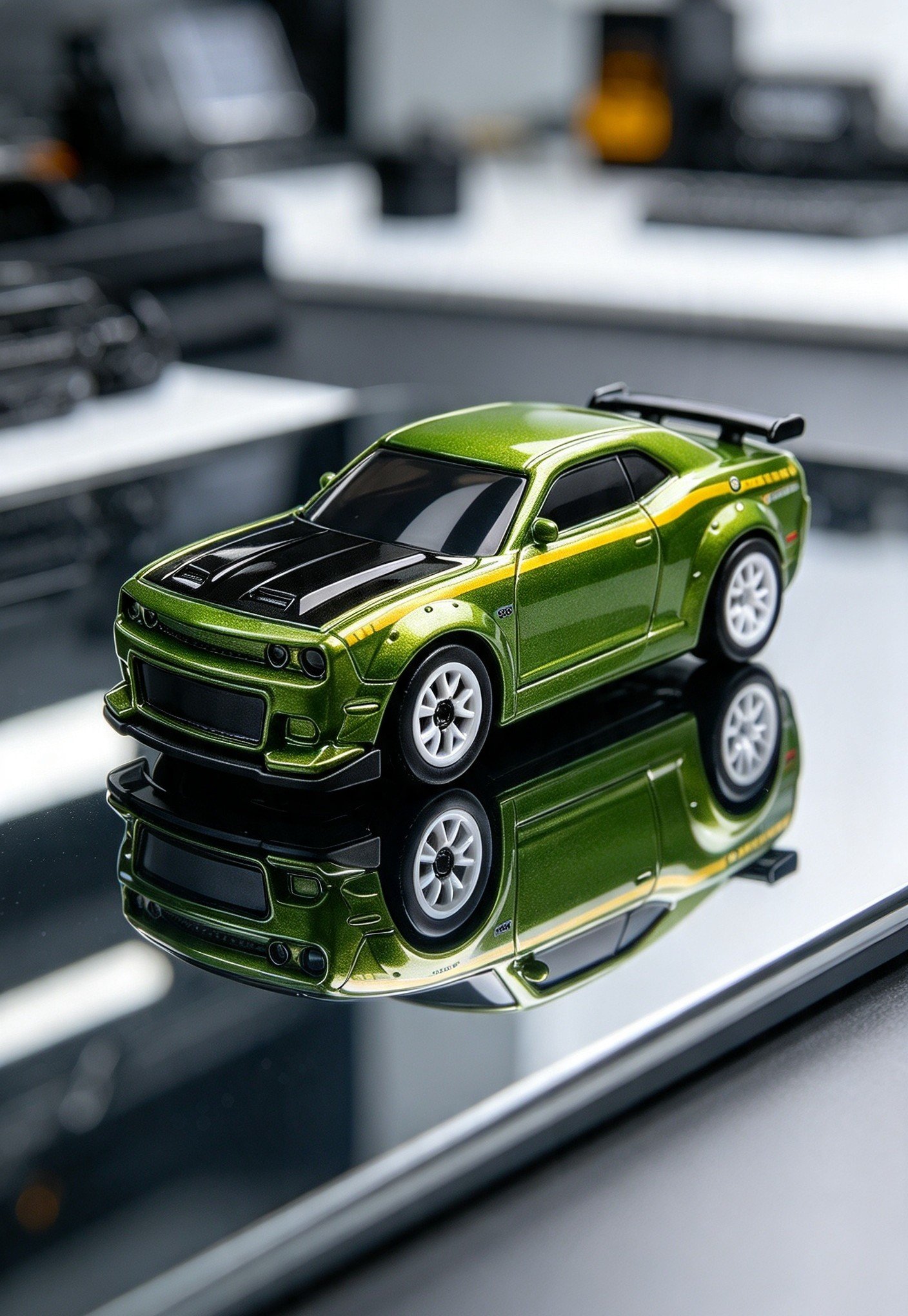 1/64 Desktop Drift Racer Dodge Challenger Inspired Muscle RC Car Green