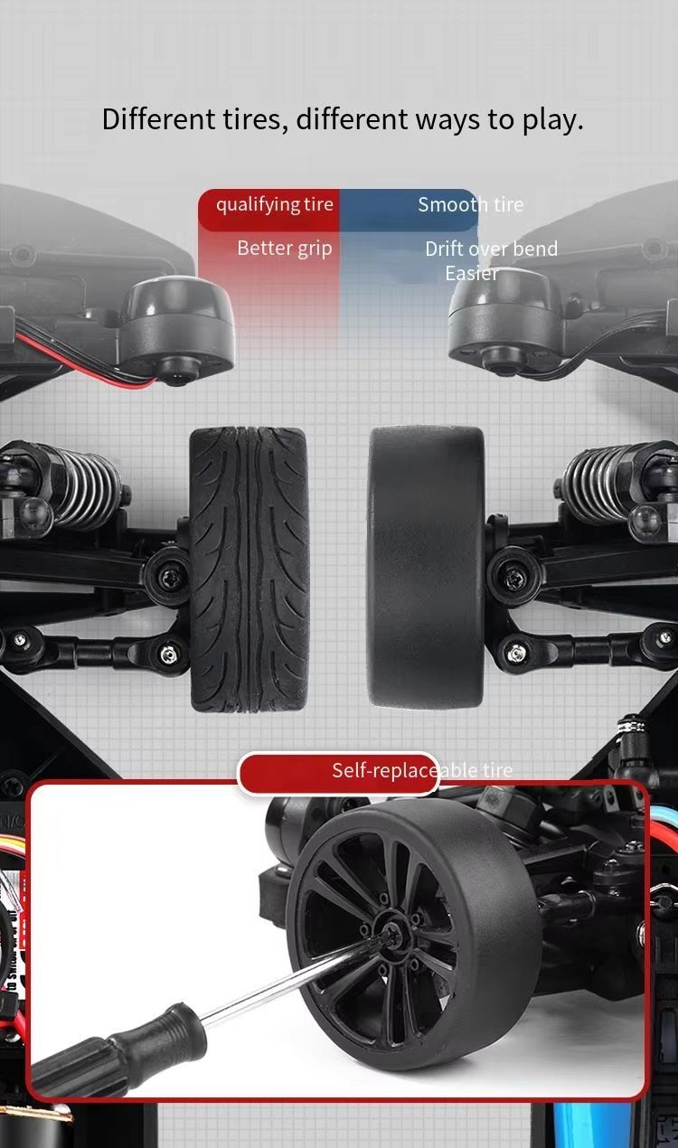 SCY-16301 | 1:16 4WD Flat Track Drift Car | 45km/h | LED Lights + Drift Wheels Red - Image 10