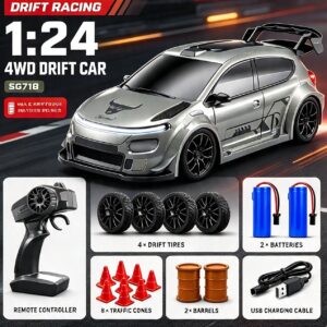 1:24 RC Rally Inspired Drift Racing Car 20kmh Iconic Rally Inspired Drift Car Racer Green - Image 4