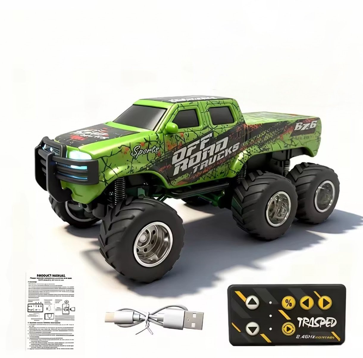 1:64 Scale, 6 Wheeler All-Terrain Off-Road Vehicle with LED Lights