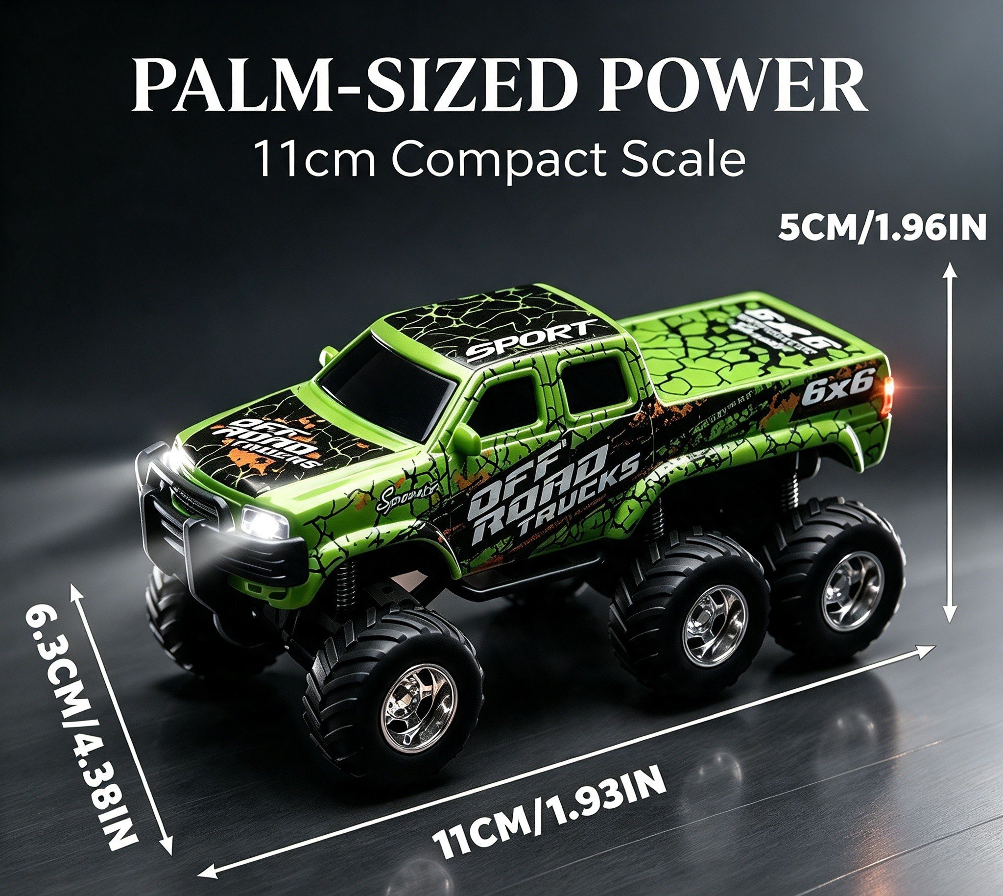 1:64 Scale, 6 Wheeler All-Terrain Off-Road Vehicle with LED Lights - Image 5
