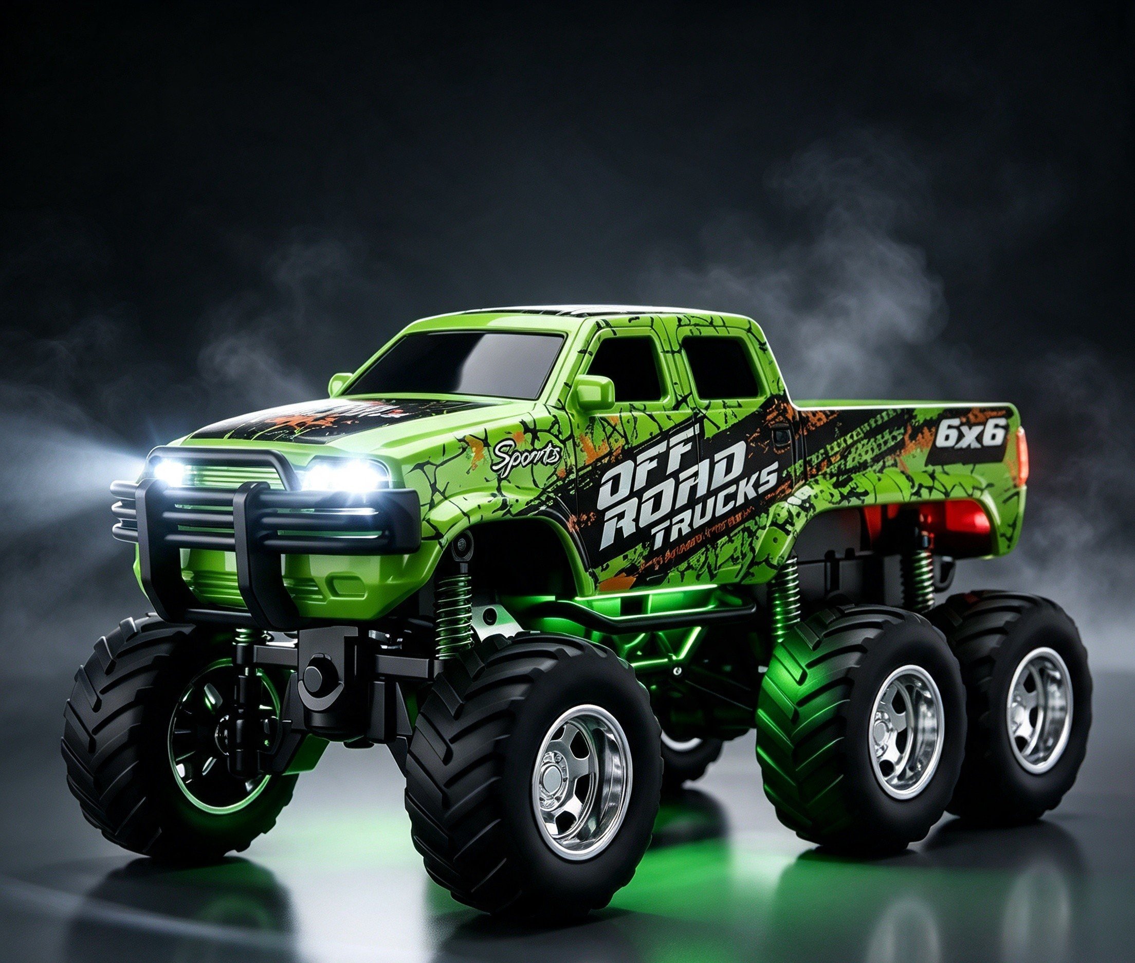 1:64 Scale, 6 Wheeler All-Terrain Off-Road Vehicle with LED Lights - Image 2
